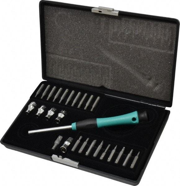 Aven - 26 Piece, 1/4" Drive Screwdriver Bit & Socket Set - #00 & #0 Phillips, 1.5 to 2.5mm Hex, T6 to T10 Torx, #00 & #0 Pozidriv - Industrial Tool & Supply