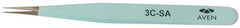 Aven - 4-1/4" OAL 3C-SA Color Coded Precision Tweezers - Stainless Steel, 3C-SA Pattern - Industrial Tool & Supply