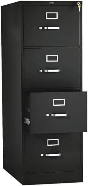 Hon - 15" Wide x 52" High x 26-1/2" Deep, 4 Drawer Vertical File with Lock - Steel, Black - Industrial Tool & Supply