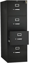 Hon - 15" Wide x 52" High x 26-1/2" Deep, 4 Drawer Vertical File with Lock - Steel, Black - Industrial Tool & Supply