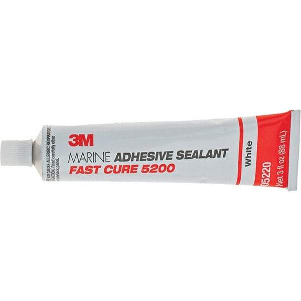 3M - 3 oz Tube White Polyurethane Marine Adhesive Sealant - 190°F Max Operating Temp, 60 min Tack Free Dry Time - Industrial Tool & Supply