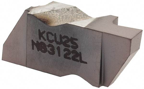 Kennametal - 3122NG Grade KCU25, 0.122" Cutting Width Carbide Grooving Insert - 0.15" Max Depth of Cut, Left Hand, 0.0075" Corner Radius - Industrial Tool & Supply