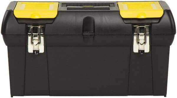 Stanley - 2 Compartment 1 Tray Tool Box - 23-1/2" Wide x 11-3/8" Deep x 10-7/8" High, Polypropylene Resin, Black - Industrial Tool & Supply