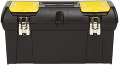 Stanley - 2 Compartment 1 Tray Tool Box - 23-1/2" Wide x 11-3/8" Deep x 10-7/8" High, Polypropylene Resin, Black - Industrial Tool & Supply
