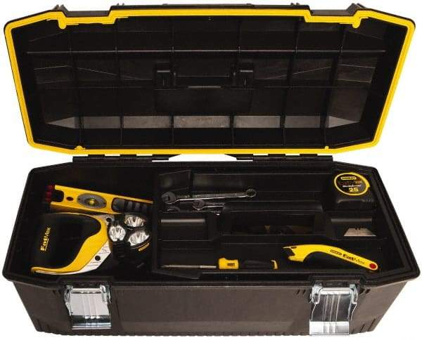 Stanley - 1 Tray Tool Box - 28" Wide x 12-1/4" Deep x 11-1/2" High, Polypropylene Resin, Black - Industrial Tool & Supply