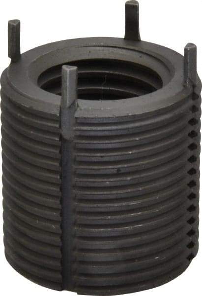 Jergens - 7/8-9 Internal, 1-1/4 - 12 External, UNC, 1-1/4" Insert Length, Heavy Duty Keylocking Thread Inserts - Carbon Steel, Zinc Phosphate Finish, Grade C1215, 2B Internal Class of Fit, 2A External Class of Fit, Use Tool 215-064710 - Industrial Tool & Supply