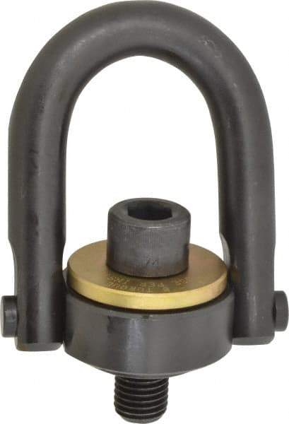 Jergens - 10,000 Lb Load Capacity Safety Engineered Center Pull Hoist Ring - 230 Ft/Lb Torque, 1-8 Thread, 4140 Alloy Steel, Black Oxide Finish - Industrial Tool & Supply