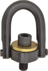 Jergens - 10,000 Lb Load Capacity Safety Engineered Center Pull Hoist Ring - 230 Ft/Lb Torque, 1-8 Thread, 4140 Alloy Steel, Black Oxide Finish - Industrial Tool & Supply
