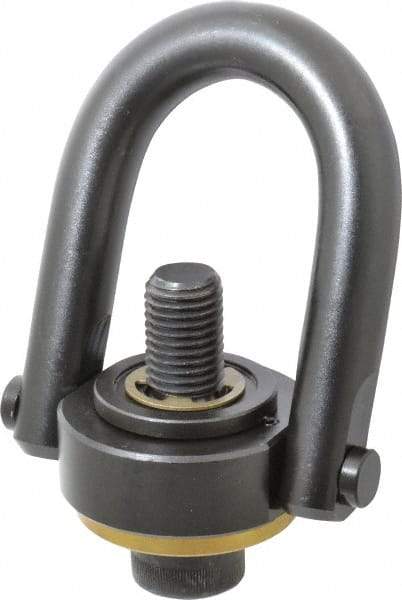 Jergens - 10,000 Lb Load Capacity Safety Engineered Center Pull Hoist Ring - 230 Ft/Lb Torque, 1-8 Thread, 4140 Alloy Steel, Black Oxide Finish - Industrial Tool & Supply
