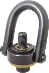 Jergens - 10,000 Lb Load Capacity Safety Engineered Center Pull Hoist Ring - 230 Ft/Lb Torque, 1-8 Thread, 4140 Alloy Steel, Black Oxide Finish - Industrial Tool & Supply