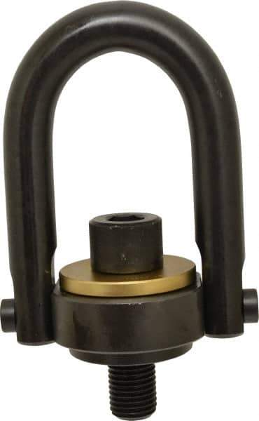 Jergens - 15,000 Lb Load Capacity Safety Engineered Center Pull Hoist Ring - 470 Ft/Lb Torque, 1-1/4 - 7 Thread, 4140 Alloy Steel, Black Oxide Finish - Industrial Tool & Supply