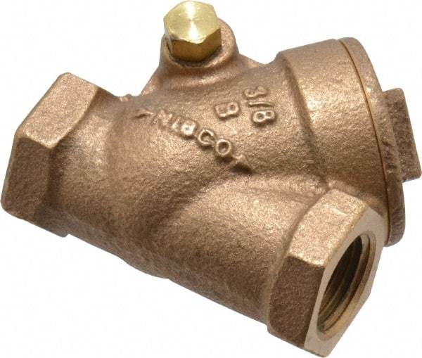 NIBCO - 3/8" Bronze Check Valve - Y-Pattern, FNPT x FNPT, 200 WOG - Industrial Tool & Supply