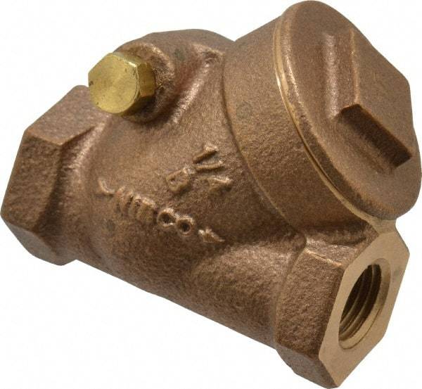NIBCO - 1/4" Bronze Check Valve - Y-Pattern, FNPT x FNPT, 200 WOG - Industrial Tool & Supply