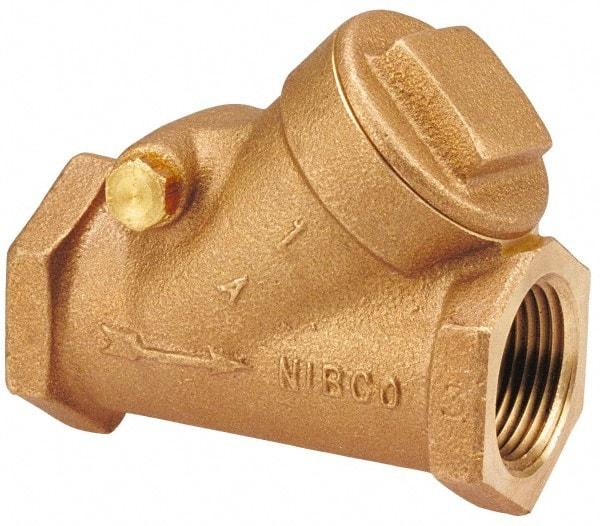 NIBCO - 1" Bronze Check Valve - Y-Pattern, FNPT x FNPT, 200 WOG - Industrial Tool & Supply