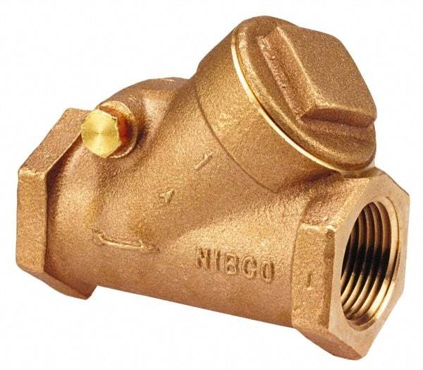 NIBCO - 3" Bronze Check Valve - Y-Pattern, FNPT x FNPT, 300 WOG - Industrial Tool & Supply