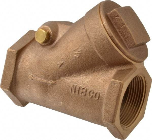 NIBCO - 1-1/2" Bronze Check Valve - Y-Pattern, FNPT x FNPT, 300 WOG - Industrial Tool & Supply
