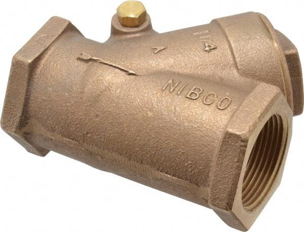 NIBCO - 1-1/4" Bronze Check Valve - Y-Pattern, FNPT x FNPT, 300 WOG - Industrial Tool & Supply