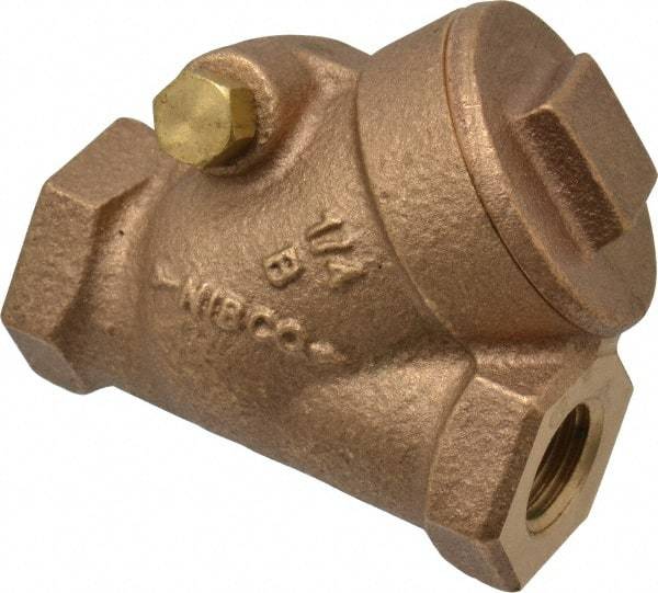 NIBCO - 1/4" Bronze Check Valve - Y-Pattern, FNPT x FNPT, 300 WOG - Industrial Tool & Supply