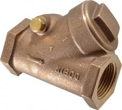 NIBCO - 1" Bronze Check Valve - Y-Pattern, FNPT x FNPT, 300 WOG - Industrial Tool & Supply