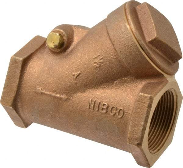 NIBCO - 1-1/2" Bronze Check Valve - Y-Pattern, FNPT x FNPT, 300 WOG - Industrial Tool & Supply