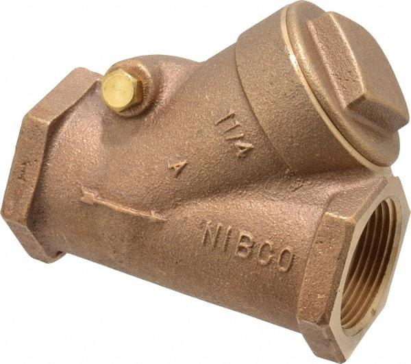 NIBCO - 1-1/4" Bronze Check Valve - Y-Pattern, FNPT x FNPT, 300 WOG - Industrial Tool & Supply