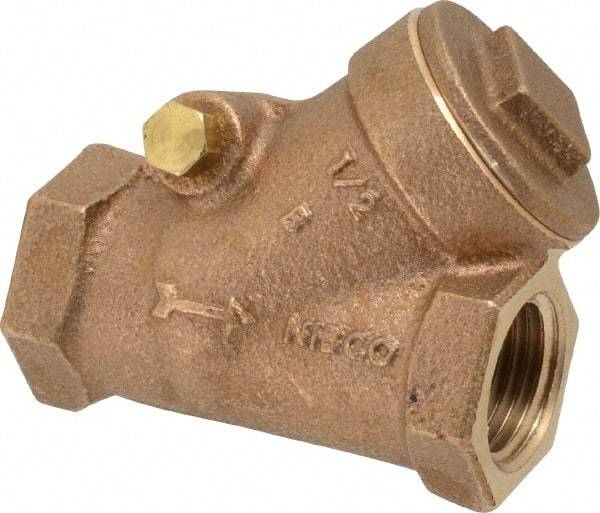 NIBCO - 1/2" Bronze Check Valve - Y-Pattern, FNPT x FNPT, 300 WOG - Industrial Tool & Supply