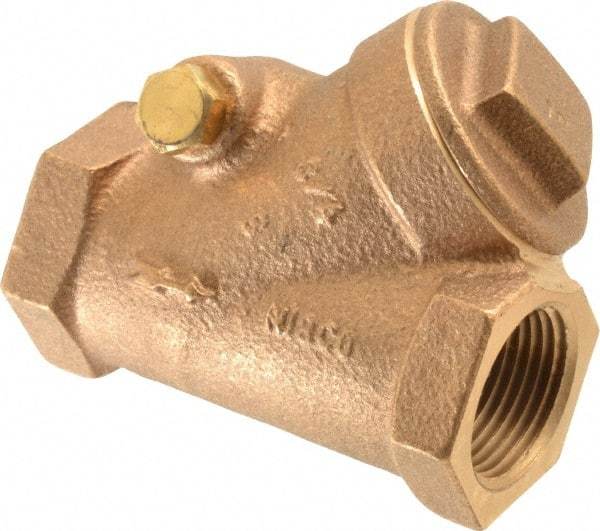 NIBCO - 3/4" Bronze Check Valve - Y-Pattern, FNPT x FNPT, 300 WOG - Industrial Tool & Supply