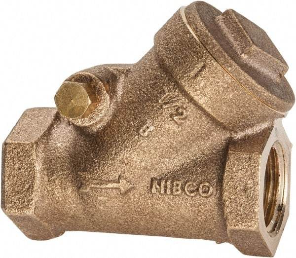 NIBCO - 1/2" Bronze Check Valve - Y-Pattern, FNPT x FNPT, 300 WOG - Industrial Tool & Supply