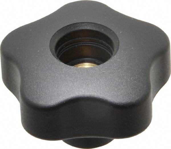 Elesa - 1.97" Head Diam, 5 Point Lobed Knob - 3/8-16 Hole, Thermoplastic, Black - Industrial Tool & Supply