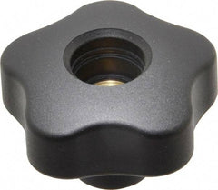 Elesa - 1.97" Head Diam, 5 Point Lobed Knob - 3/8-16 Hole, Thermoplastic, Black - Industrial Tool & Supply