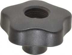Elesa - 2.48" Head Diam, 5 Point Lobed Knob - 3/8-16 Hole, Thermoplastic, Black - Industrial Tool & Supply