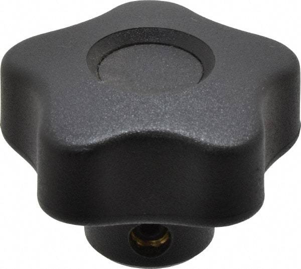 Elesa - 1.57" Head Diam, 5 Point Lobed Knob - 1/4" Hole, Thermoplastic, Black - Industrial Tool & Supply