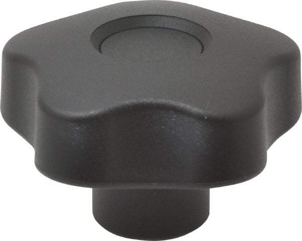 Elesa - 1.97" Head Diam, 5 Point Lobed Knob - 5/16-18 Hole, Thermoplastic, Black - Industrial Tool & Supply