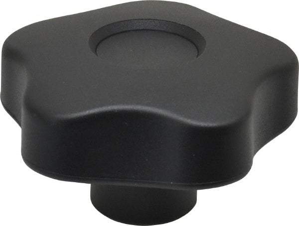 Elesa - 2.48" Head Diam, 5 Point Lobed Knob - 3/8-16 Hole, Thermoplastic, Black - Industrial Tool & Supply