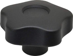 Elesa - 2.48" Head Diam, 5 Point Lobed Knob - 3/8-16 Hole, Thermoplastic, Black - Industrial Tool & Supply