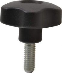 Elesa - 1.97" Head Diam, 5 Point Lobed Knob - 3/8-16 Stem, Thermoplastic, Black - Industrial Tool & Supply