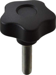 Elesa - 1.97" Head Diam, 5 Point Lobed Knob - 3/8-16 Stem, Thermoplastic, Black - Industrial Tool & Supply
