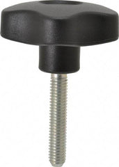 Elesa - 2.48" Head Diam, 5 Point Lobed Knob - 3/8-16 Stem, Thermoplastic, Black - Industrial Tool & Supply