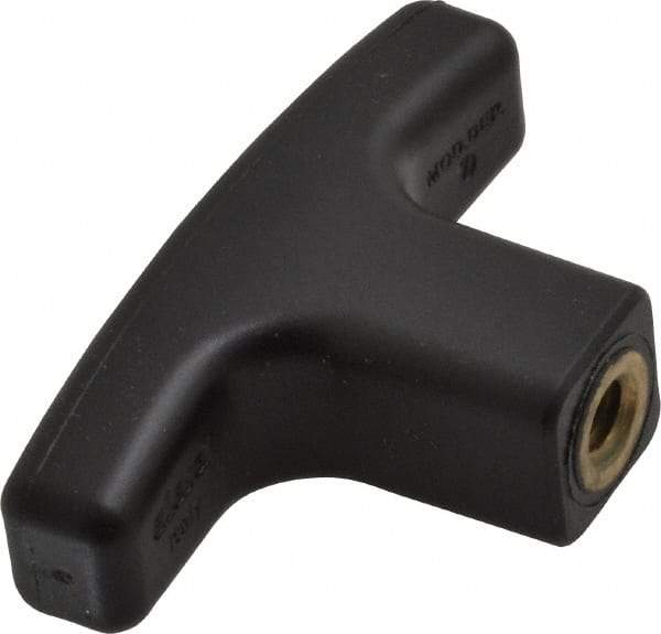 Elesa - 1/4-20 Hole Thread, 2.16" Head Length, Technopolymer, Female Insert T Handle - 0.7" Hole Depth, 9/16" Hub Diam, 0.86" Hub Height, Black - Industrial Tool & Supply