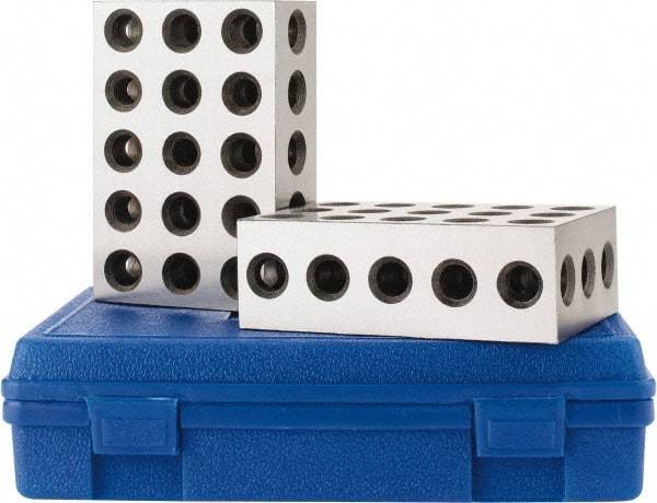 Fowler - 0.0003 Squareness Per Inch, Hardened Steel, 2-4-6 Block with 31 Hole Setup Block - 0.001 Inch Overall Tolerance, 5/8 - 11 Inch Tapped Hole Size, 56-60 RC Hardness, Sold As Matched Pair - Industrial Tool & Supply