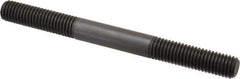 Jergens - M10x1.50 110mm OAL Equal Double Threaded Stud - Alloy Steel, Black Oxide Finish, 35mm Equal Thread Length, Metric - Industrial Tool & Supply