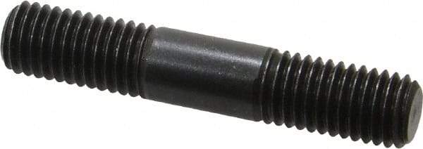 Jergens - M12x1.75 65mm OAL Equal Double Threaded Stud - Alloy Steel, Black Oxide Finish, 22mm Equal Thread Length, Metric - Industrial Tool & Supply