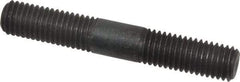 Jergens - M12x1.75 80mm OAL Equal Double Threaded Stud - Alloy Steel, Black Oxide Finish, 30mm Equal Thread Length, Metric - Industrial Tool & Supply