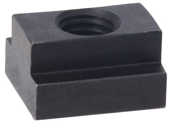 Jergens - M12x1.75 Tapped Through T Slot Nut - 16mm Slot Width, 25 x 9mm Base Width x Height, 29 x 16mm OAL x Height - Industrial Tool & Supply