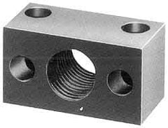 Jergens - 3/4-16 Thread, 1/4" Mounting Hole, Low Carbon Steel Clamp Mounting Block - 1" Thick x 1-5/8" Long x 1-1/8" Wide - Industrial Tool & Supply