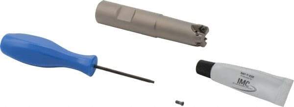 Iscar - 3/4" Cut Diam, 0.06" Max Depth, 3/4" Shank Diam, Weldon Shank Indexable High-Feed End Mill - Screw Holding Method, H600 WXCU 04 Insert, FF EWX-04 Toolholder, Through Coolant - Industrial Tool & Supply