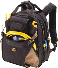 CLC - 44 Pocket Black & Khaki Polyester Backpack Tool Bag - 13" Wide x 7-1/2" Deep x 16" High - Industrial Tool & Supply