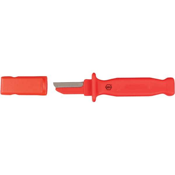 Wiha - Fixed Safety Utility Knife - 2" Blade, Red Plastic Handle, 1 Blade Included - Industrial Tool & Supply