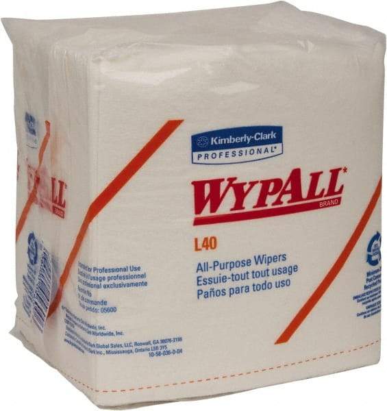 WypAll - L40 1/4 Fold General Purpose Wipes - Poly Pack, 13" x 12-1/2" Sheet Size, White - Industrial Tool & Supply