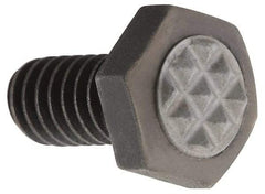 Fairlane - Serrated Tooth, 1/4-20, 1/2" Shank Length, 1/2" Thread Length, Black Oxide Finish, Hex Head, Adjustable Positioning Gripper - 5/16" Pad Diam, 7/16" Hex, 13/64" Head Height, Extra Fine Tooth Grade - Industrial Tool & Supply